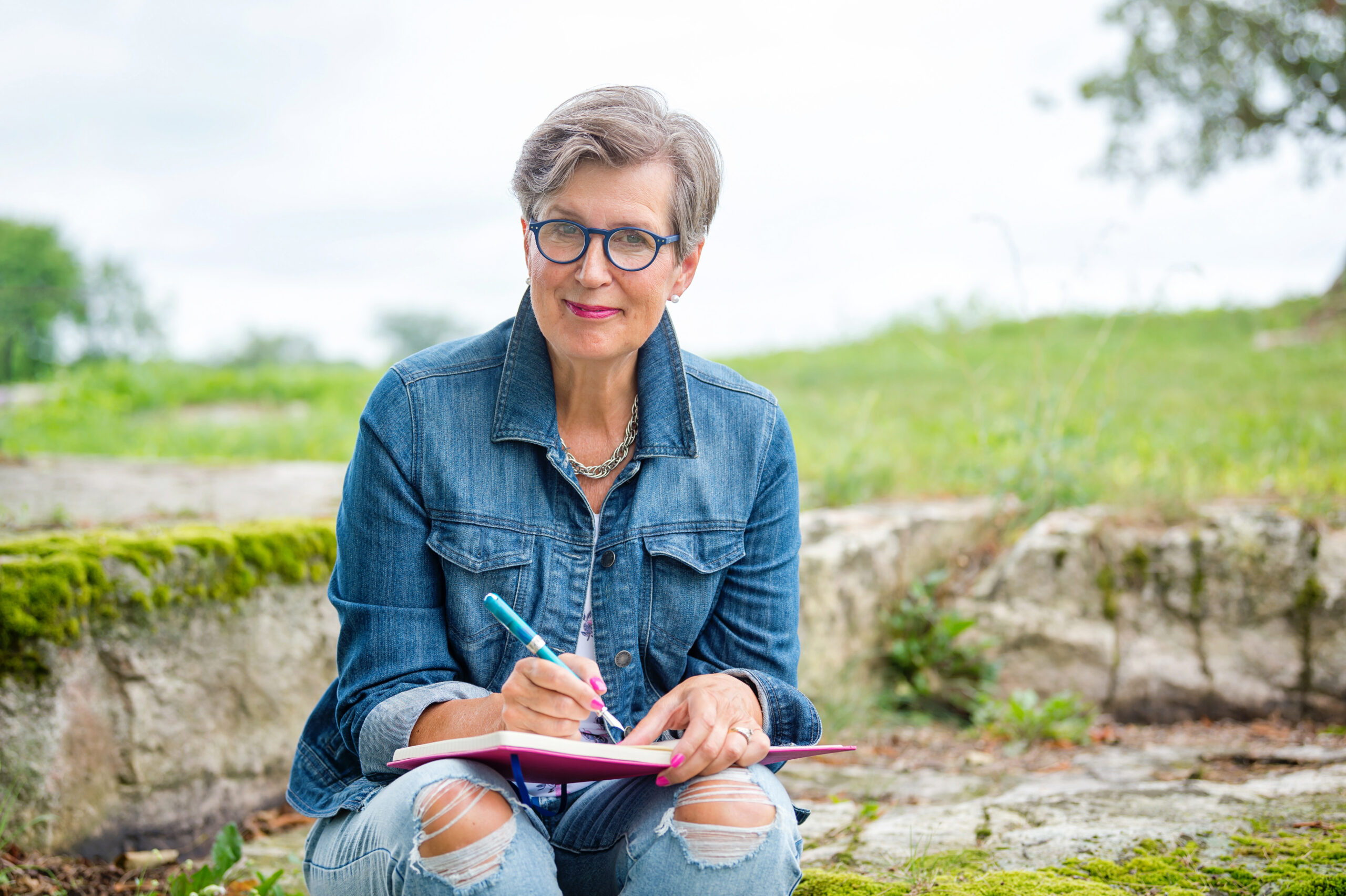 Diana Lidstone writing her Shift Book